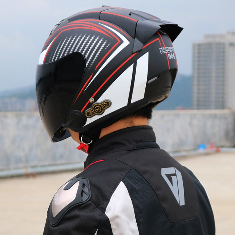 KUQIBAO Motorcycle Smart Bluetooth Sun Protection Double Lens Safety Helmet, Size: XXL(Matte Black+Gray Tail) - Helmets by KUQIBAO | Online Shopping UK | buy2fix