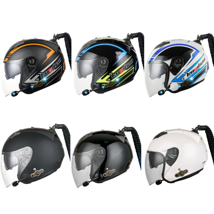 KUQIBAO Motorcycle Bluetooth Headset Double Lens Helmet With Braid, Size: XXL(Bright Black Phantom Fiber) - Helmets by KUQIBAO | Online Shopping UK | buy2fix