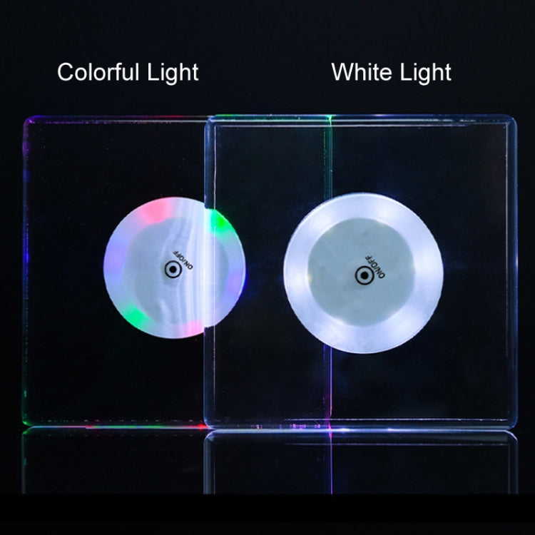 100x4mm Round LED Light Up Acrylic Coaster Transparent Crystal Base(White Light) - Car Drink Holders by buy2fix | Online Shopping UK | buy2fix