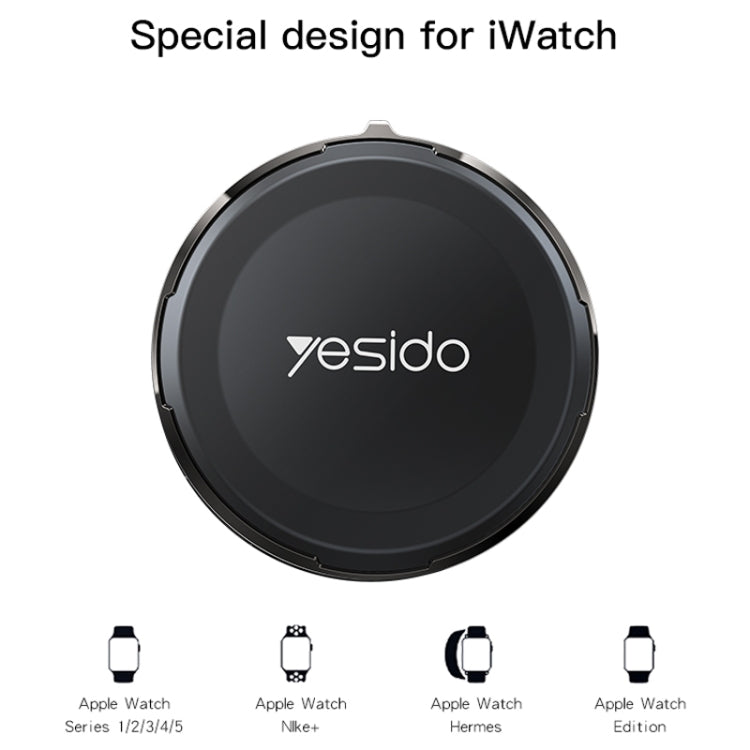 Yesido DS18 For Apple Watch Zinc Alloy Watch Charger Mini Strong Magnetic Wireless Charging(Black) - Charger / Holder by Yesido | Online Shopping UK | buy2fix