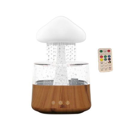 CH08 450ml Rain Humidifier Mushroom Cloud Colorful Night Lamp Aromatherapy Machine, Style: With Remote Controller(Light Wood Grain) - Air Purifiers & Accessories by buy2fix | Online Shopping UK | buy2fix