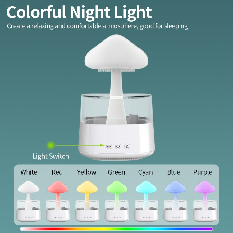 CH08 450ml Rain Humidifier Mushroom Cloud Colorful Night Lamp Aromatherapy Machine, Style: With Remote Controller(Light Wood Grain) - Air Purifiers & Accessories by buy2fix | Online Shopping UK | buy2fix