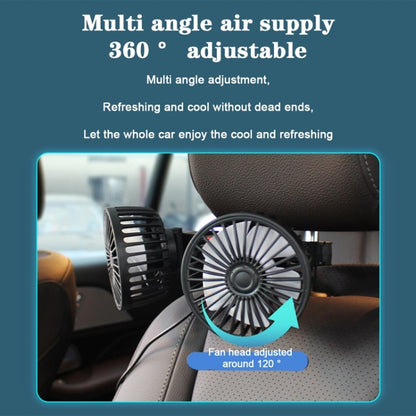 12V/24V Car Rear Seat Back USB Interface Powerful Double-headed Fan(F4207) - Heating & Fans by buy2fix | Online Shopping UK | buy2fix