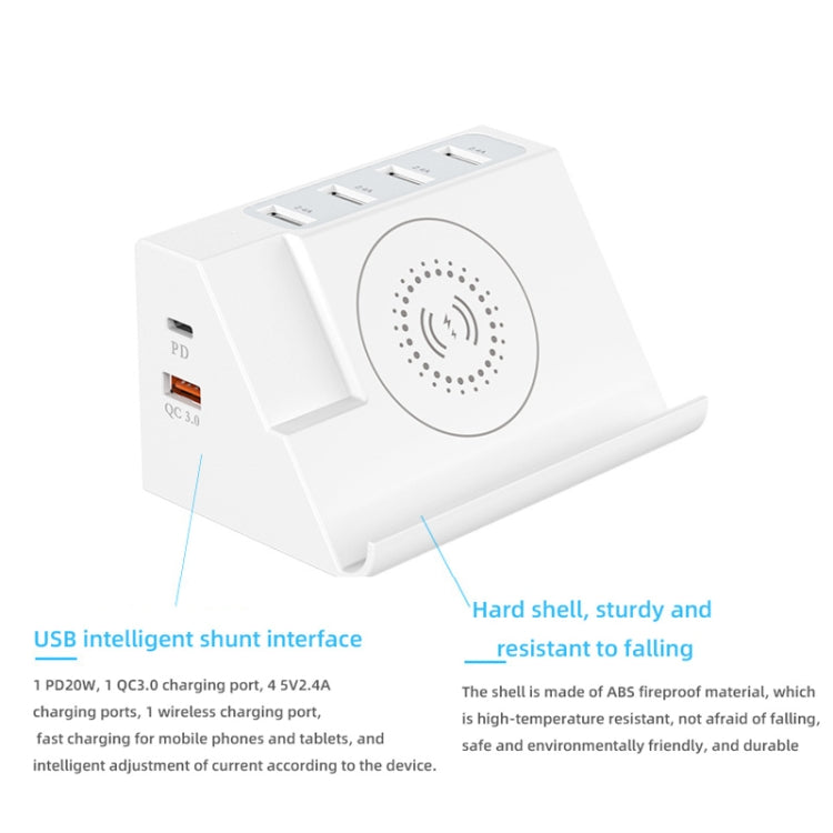 PD 20W +QC 3.0 Wireless Charging+6 Ports Multi-function Charger(US Plug) - Multifunction Charger by buy2fix | Online Shopping UK | buy2fix