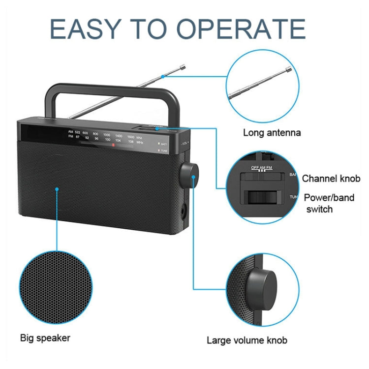 AM/FM Radio Small Walkman With 3.5mm Headphone Jack(Black) - Radio Player by buy2fix | Online Shopping UK | buy2fix