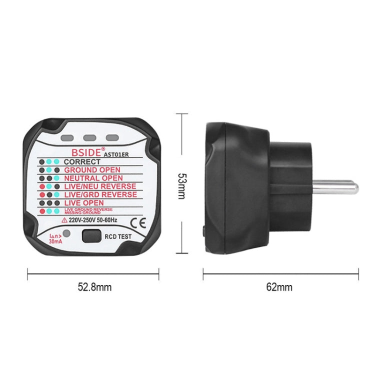 BSIDE AST01 Plug Power Tester Electrical Socket Detector EU Plug - Current & Voltage Tester by BSIDE | Online Shopping UK | buy2fix