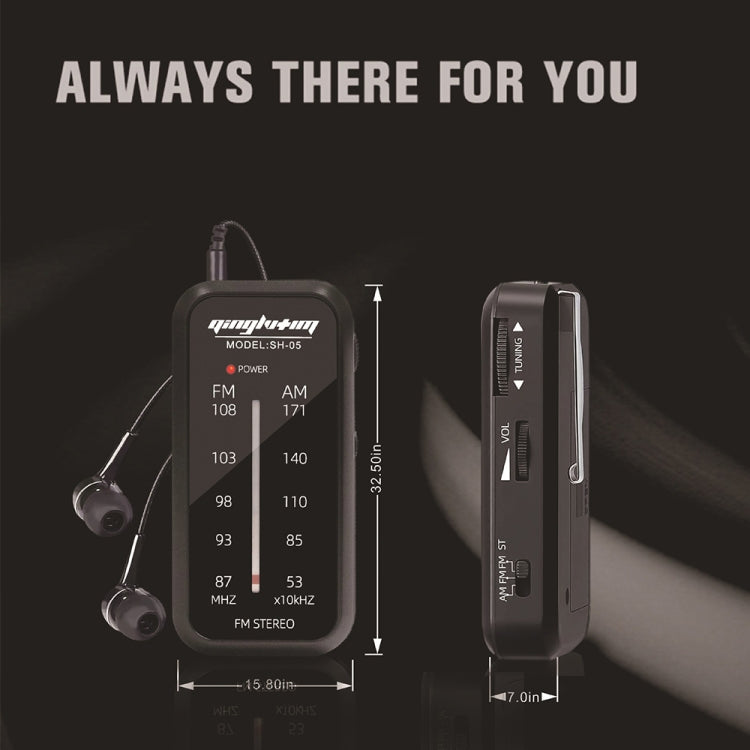 SH-05 Mini Listening Test Special Pin-Type FM/AM Two-Band Radio With Back Clip(Black) - Radio Player by buy2fix | Online Shopping UK | buy2fix