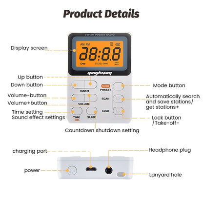 SH-01 LED Display Portable FM/AM Two-band Radio Special for Listening Tests, Style: JPN Version(White) - Radio Player by buy2fix | Online Shopping UK | buy2fix