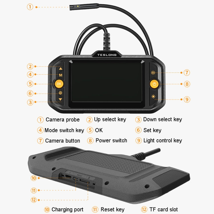 Teslong TS43S HD Camera Probe 4.3 Inch Screen All-In-One Industrial Borescope Auto Repair Tools, Specification: 7.0mm Dual Lens -  by Teslong | Online Shopping UK | buy2fix