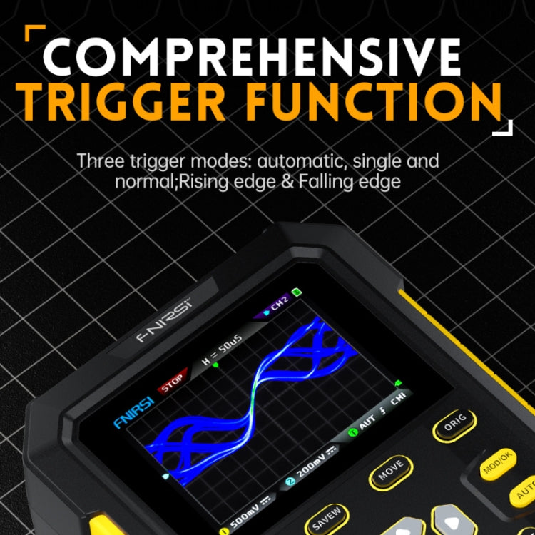FNIRSI 2 In 1 Small Handheld Fluorescence Digital Dual-Channel Oscilloscope, US Plug(Yellow) - Other Tester Tool by FNIRSI | Online Shopping UK | buy2fix