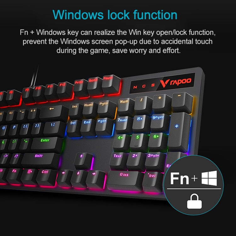 Rapoo V500 PRO Mixed Light 104 Keys Desktop Laptop Computer Game Esports Office Home Typing Wired Mechanical Keyboard(Red Shaft) - Wired Keyboard by Rapoo | Online Shopping UK | buy2fix