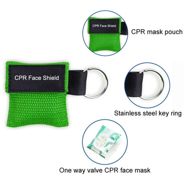 CPR Emergency Face Shield Mask Key Ring Breathing Mask(Green) - Security by buy2fix | Online Shopping UK | buy2fix