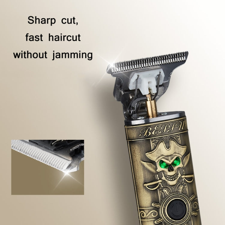 sh-1726 Vintage Pirate Skull Engraved USB Electric Clipper - Hair Trimmer by buy2fix | Online Shopping UK | buy2fix
