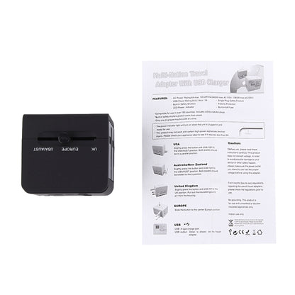 5V 2.1A Dual USB Power Socket Charger Adapter, UK / EU / US / AU Plug(Black) - Consumer Electronics by buy2fix | Online Shopping UK | buy2fix