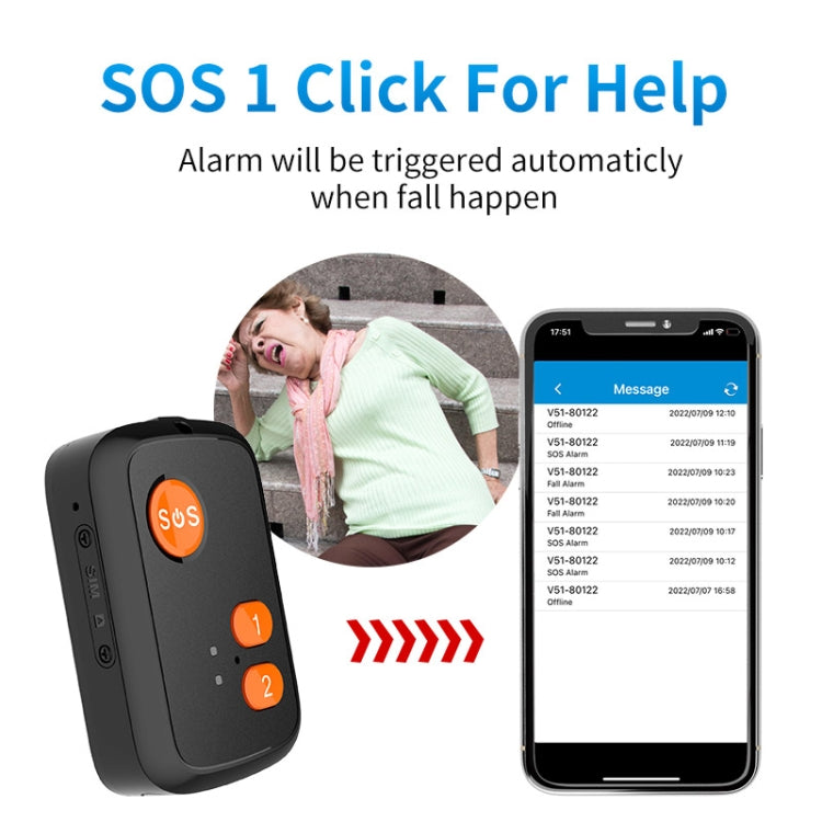 V51 IP67 Waterproof 4G LTE 3G 2G GSM Elderly SOS Button Emergency Alarm GPS Tracker - In Car by buy2fix | Online Shopping UK | buy2fix