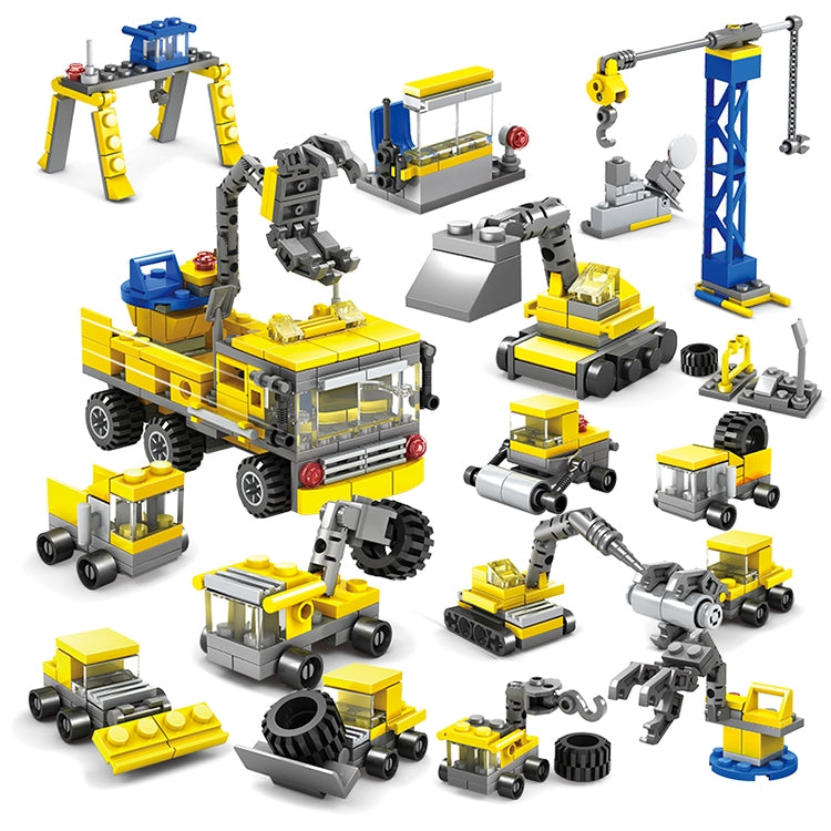 KAZI 16 in 1 Sets DIY Construction Engineering Vehicles Excavator Model Building Blocks Compatible City Construction Bricks Toys, Age Range: 6 Years Old Above - Building Blocks by buy2fix | Online Shopping UK | buy2fix