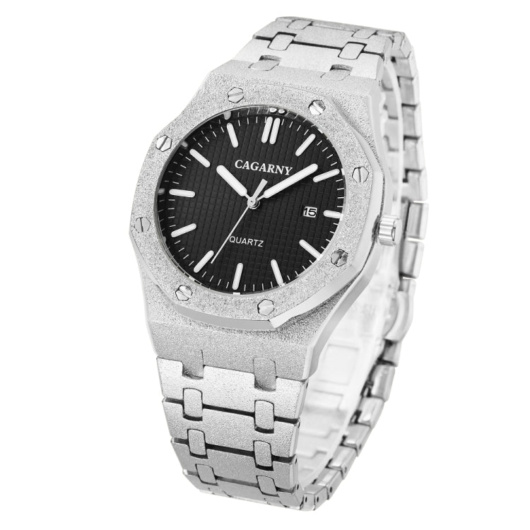 CAGARNY 6885 Octagonal Dial Quartz Dual Movement Watch Men Stainless Steel Strap Watch(Silver Shell Black Dial) - Metal Strap Watches by CAGARNY | Online Shopping UK | buy2fix