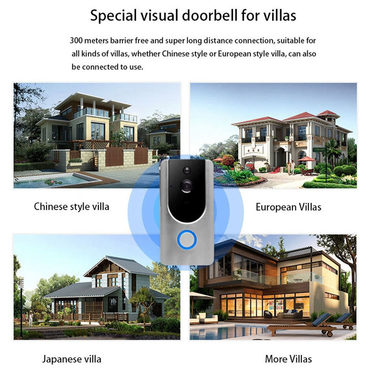 VESAFE Home VS-M3 HD 720P Security Camera Smart WiFi Video Doorbell Intercom, Support TF Card & Night Vision & PIR Detection APP for IOS and Android(with Ding Dong/Chime) (Grey) - Security by buy2fix | Online Shopping UK | buy2fix