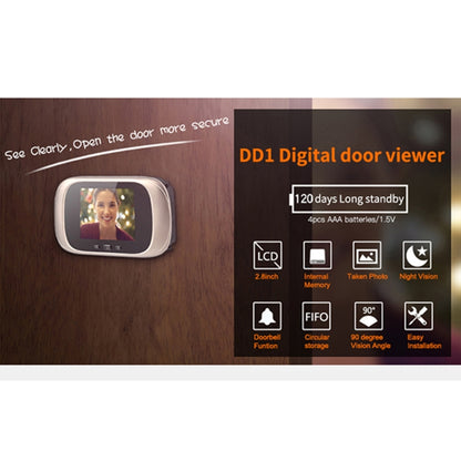 DD1 Smart Electronic Cat Eye Camera Doorbell with 2.8 inch LCD Screen, Support Infrared Night Vision(Gold) - Security by buy2fix | Online Shopping UK | buy2fix
