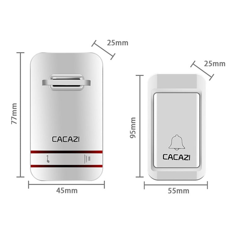 CACAZI V027G One Button One Receivers Self-Powered Wireless Home Kinetic Electronic Doorbell, UK Plug - Security by CACAZI | Online Shopping UK | buy2fix