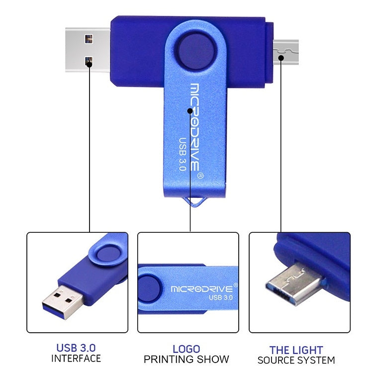 MicroDrive 16GB USB 3.0 Android Phone & Computer Dual-use Rotary Metal U Disk (Purple) - Computer & Networking by MicroDrive | Online Shopping UK | buy2fix