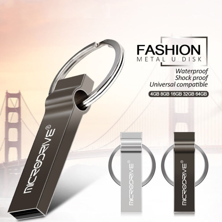 MicroDrive 16GB USB 2.0 Metal Keychain U Disk (Grey) - USB Flash Drives by MicroDrive | Online Shopping UK | buy2fix